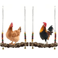 Chicken Bird Swing,Chicken Perch,Natural Wooden Swing Toys,Wood Stand 2pcs