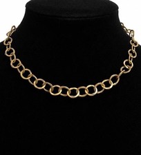 Vintage Gold Tone Oval Link Chain Necklace 16" Matte Chunky Patina