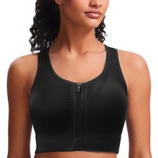 Zip Front Sports Bra for Women - Medium Support Racerback Workout Bra with Re...
