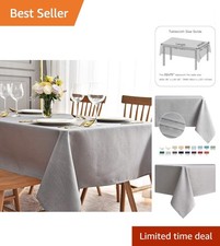 Elegant Light Grey Jacquard Tablecloth - Spillproof Wrinkle-Resistant 52x70