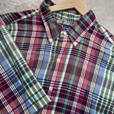 Ralph Lauren Shirt Mens XL Plaid Short Sleeve Button Up Cotton