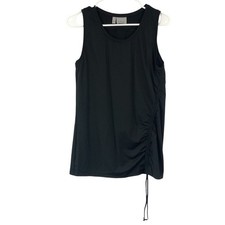 Athleta Womens Side Cinch Ruched Sleeveless Tank Top Black Size M Scoop Neck
