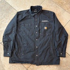 Carhartt Rigby Relaxed Shirt Jac Men XL Black Rugged Flex Jacket Lined Logo Snap