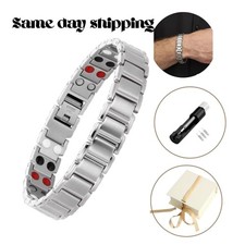 Men Women Bracelet Therapeutic Energy Healing Magnetic Bracelet Therapy, Silver
