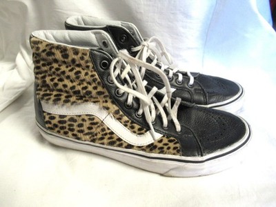 VANS Sk8 Hi LEOPARD HAIR CALF fur& Leather SB Skateboard Shoes WM 10 MEN 8.5