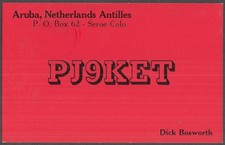 PJ9KET Dick Bosworth QSL Card Aruba Netherlands Antilles 1977