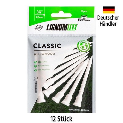 Golf Tee Lignum 82mm Microwood 12er Pack Weiß - Holz Kunststoff Höhe einstellbar