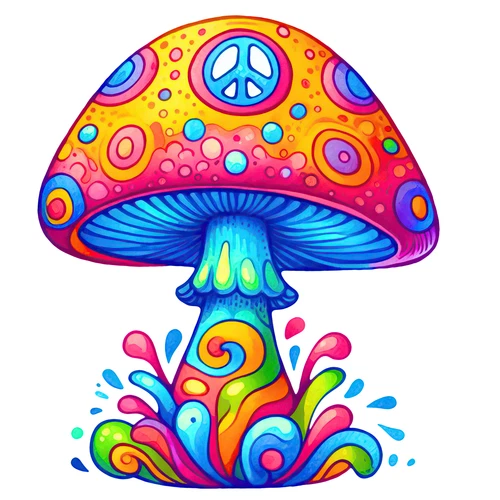 Psychedelic Magic Mushroom Groovy Trippy Self Adhesive Vinyl Sticker
