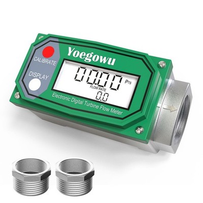 1'' Digital Turbine Fuel Flow Meter, 2.6 26 GPM Inline NPT Flowmeter 1''&3/4'' 