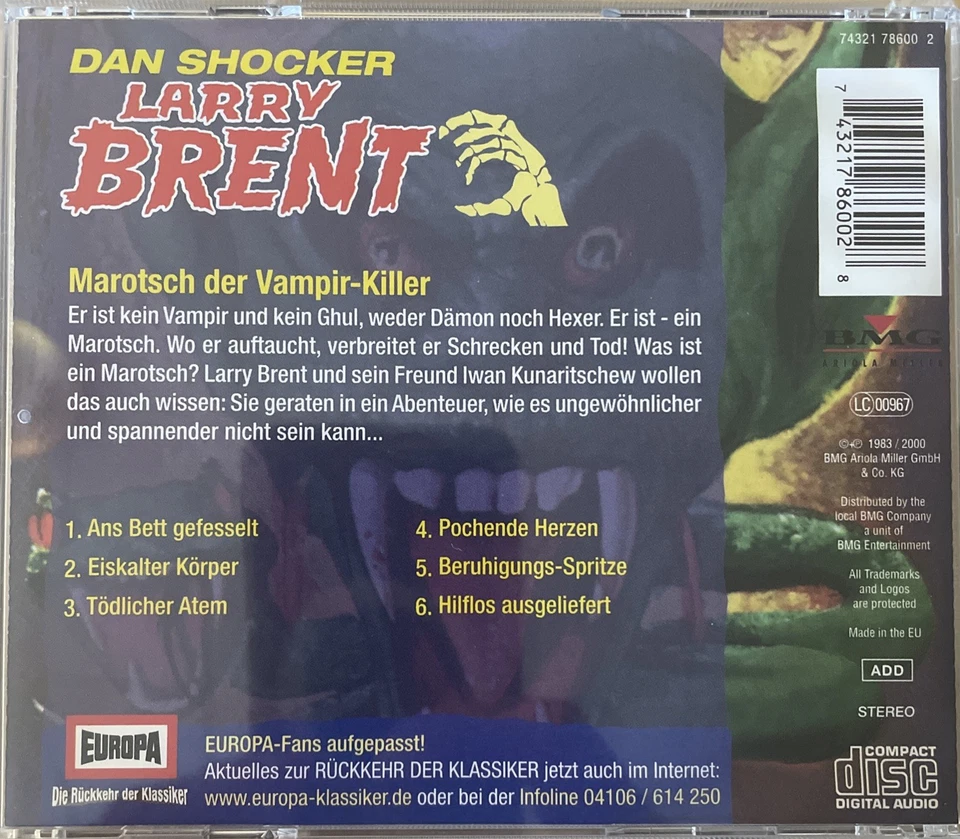 Larry Brent - Dan Shocker - Europa - Marotsch, der Vampir-Killer - CD - Folge 2 - Bild 2 von 2