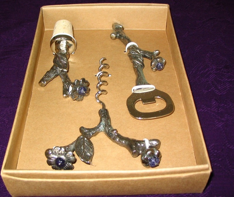Bombay Amethyst Floral Wine Bar Set, 3 pcs
