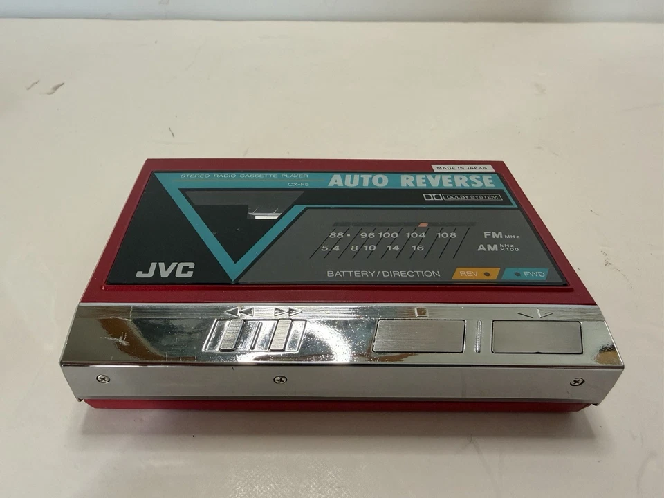 Reproductor de radio casete Walkman JVC CX-F5K rojo reversa automática con estuche - probado Foto 3 de 4