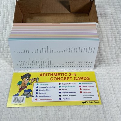 Abeka Arithmetic 3-4 Concept Cards Summer Learning HomeSchool Math