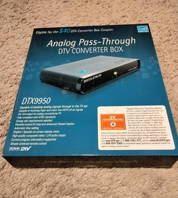 Digital Stream DTX9950 Analog Pass-Through DTV Converter Box New Complete Sealed