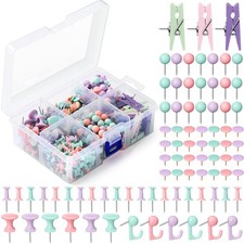 600 Pcs Decorative Push Pins, Pastel Color Thumb Tacks 6 Types Cute Push Pin ...