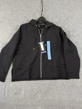 DKNY Ottoman Full Zip Hoodie Sweatshirt Womens Size Large Black Ribbed NWT