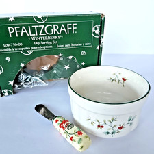 1998 Pfaltzgraff Winterberry Dip Serving Set Bowl & Spreader w/ Box Vtg 1770