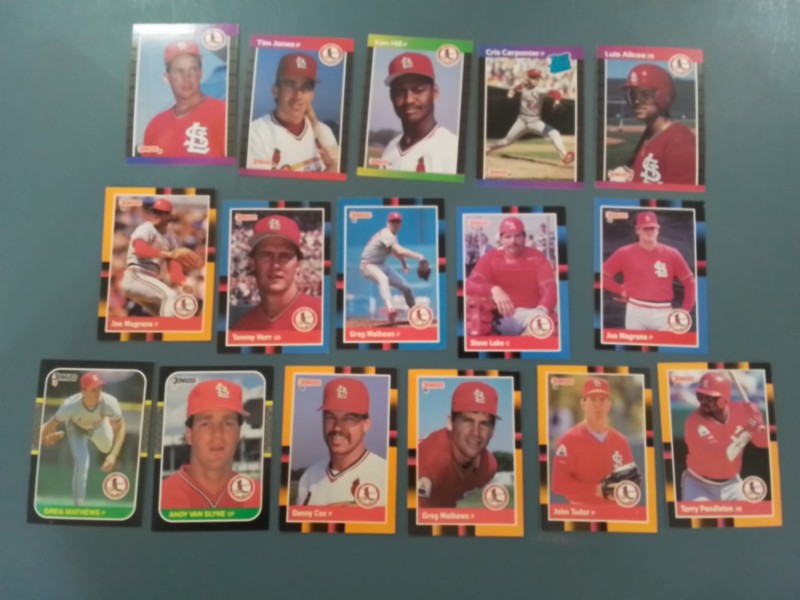 St Louis Cardinals- Donruss 16 Card Lot - Van Slyke, Carpenter, Pendleton- RC