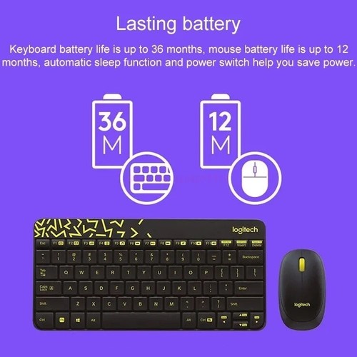 LOGITECH Wireless Keyboard Mouse Combo MK240 Optical Slim Silent 2.4GHz USB PC - Picture 3 of 14