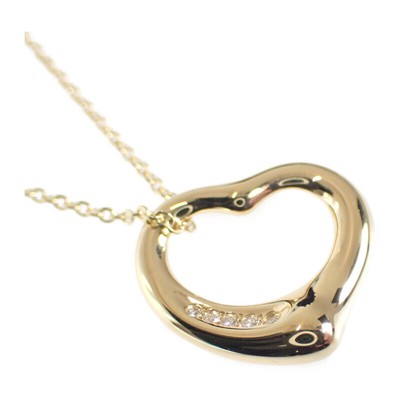 Tiffany & Co. K18YG D Elsa Peretti Open Heart Pendant Diamond  