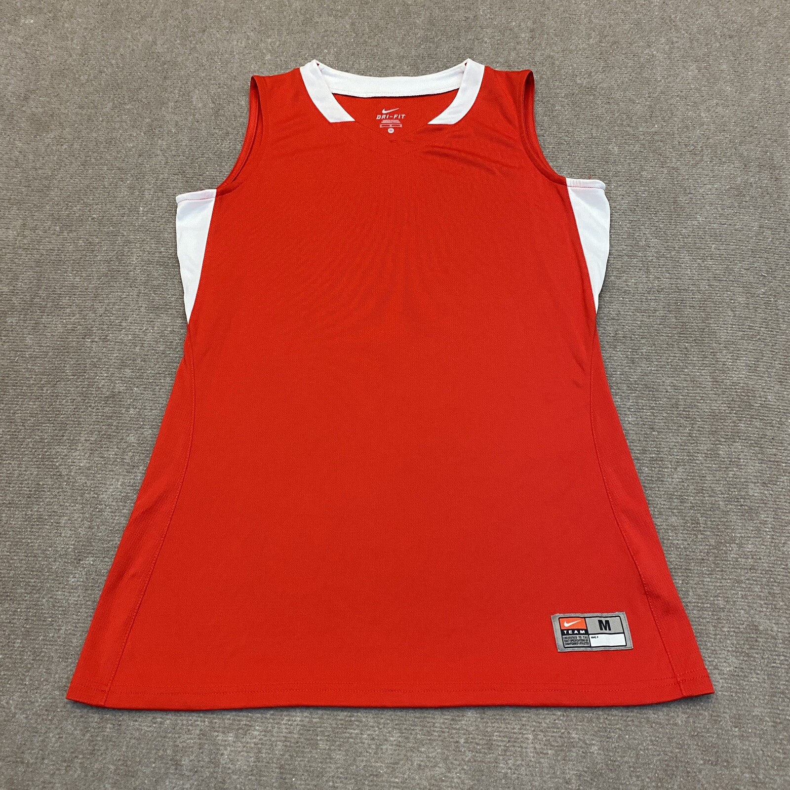 Nike Womens Dri Fit Team Stock Jersey Medium Red White Tank Sports