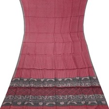 Vintage Shade Of Pink Sarees 100 Pure Silk Printed Indian Sari 5YD Craft Fabric