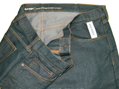 NEW Slim Jeans Old Navy Straight Denim Blue Tag 42x36 measured Size 42x35