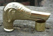 Edwardian Antique Brass Dog Head Handle For Wooden Walking Stick Present