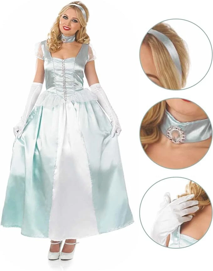 Disfraz de Princesa Cenicienta para Mujer S - XL Damas Cuento de Hadas Vestido Real Foto 4 de 4