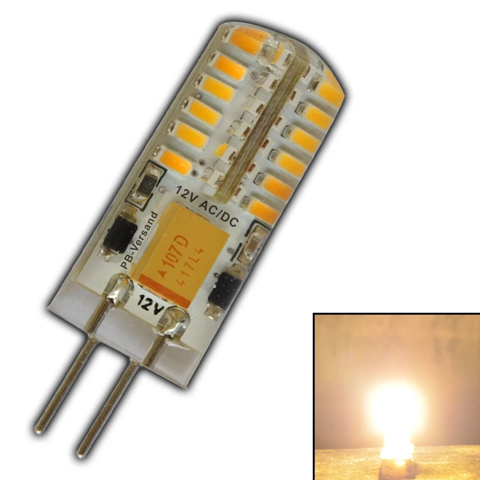 3x G4 LED 3 Watt 12V AC/DC 48 SMD warmweiß Halogen Lampe Halogenersatz Glühbirne - Bild 2 von 4