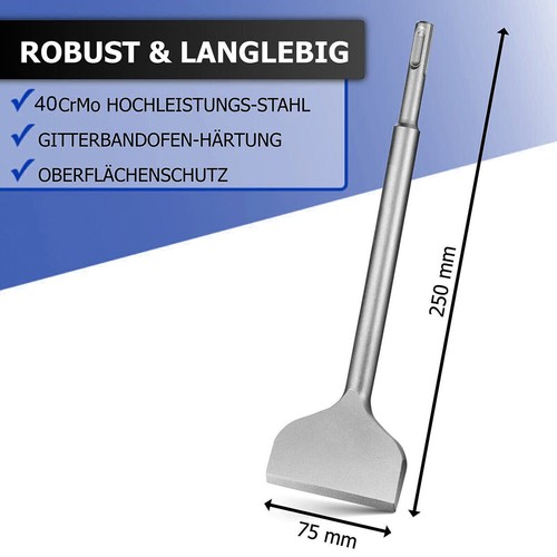 SDS Plus Breitmeißel Fliesenmeißel Flachmeißel Spatmeißel 75x250mm Meißel Stahl - Bild 12 von 17