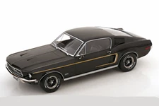 KK Scale 1968 Ford Mustang GT Fastback Black w/ Gold Trim 1:18 KKDC181393