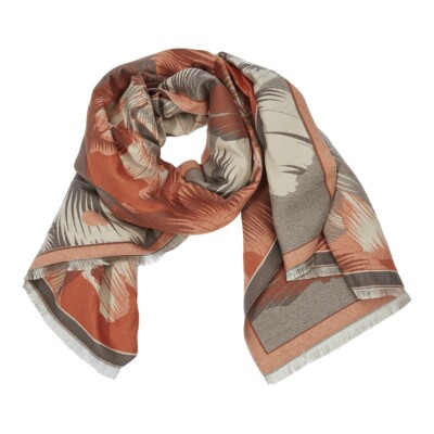 The Moshi: Schal ''Selma Orange'', Blätter, 180 cm, Polyester