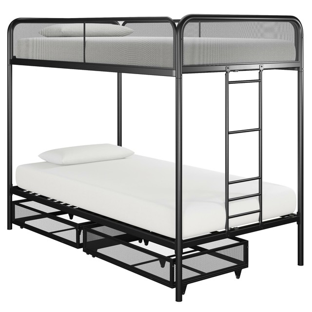 metal bunk bed with storage