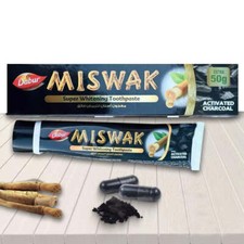 Dabur Miswak Herbal Toothpaste with Activated Charcoal Weight: 120g  50g free 