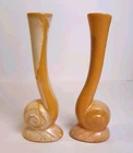 Pair VTG Frankoma Pottery Desert Gold #31 Snail Bud Vases Mid-Century Modern EUC