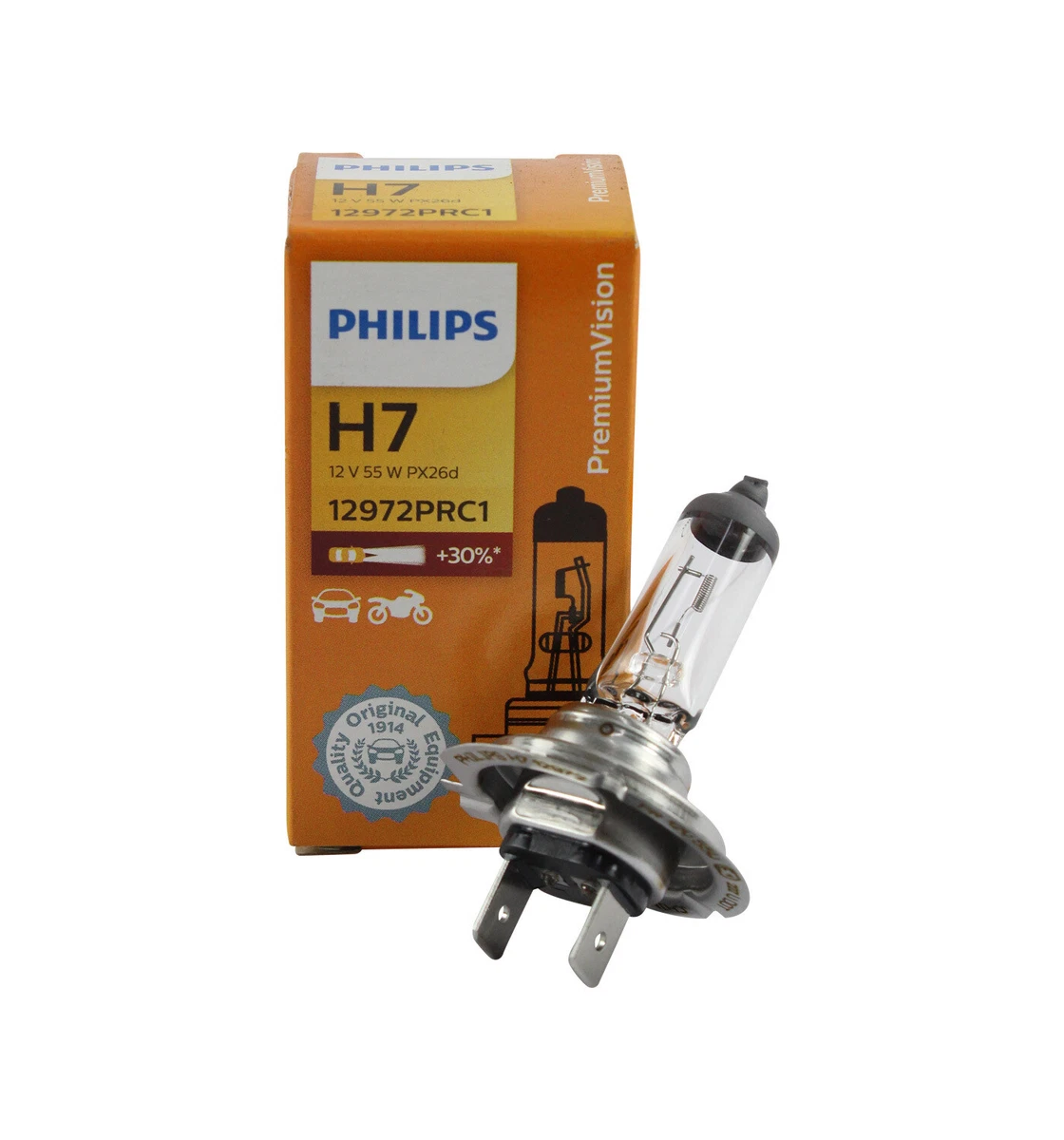 Genuine PHILIPS Premium Vision Headlight H7 Globe 12V 55W Single Box 12972PRC1
