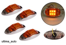 4 x 12 V 6 LED Side Chrome Marker Amber Lights TRUCK LORRY TRAILER BUS