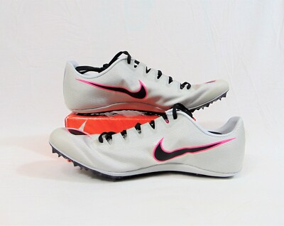 Nike Zoom 400 Sprint Spiked Platinum & Black Track Shoes Sz 12 NEW