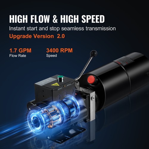 VEVOR Pompe Hydraulique AC 220V 9,5L Simple Effet pour Camion à Benne Basculante - Imagen 4 de 12