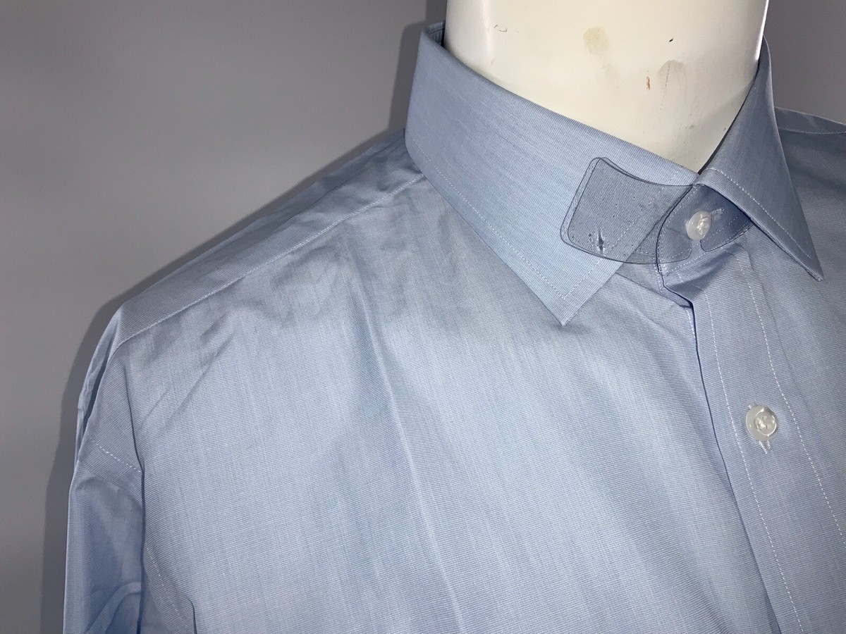 Thomas Mason Bespoke Shirt 16.5 32 Blue Cotton Point Collar Thomas Mason Bespoke Shirt 16.5 32 Blue Cotton Point Collar