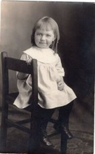 RPPC Charming Little Girl w Ringlet Curls Button Shoes Real Photo Postcard c1910