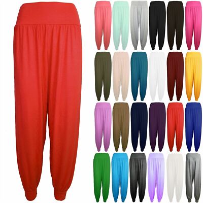 Ladies Alibaba Trousers Long Harem Baggy Loose Pants Plain Plus