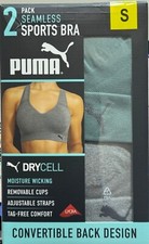 NWT Puma Womens Seamless Drycell Sports Bra 2 Pack Gray Green Size S 60 JJJ52