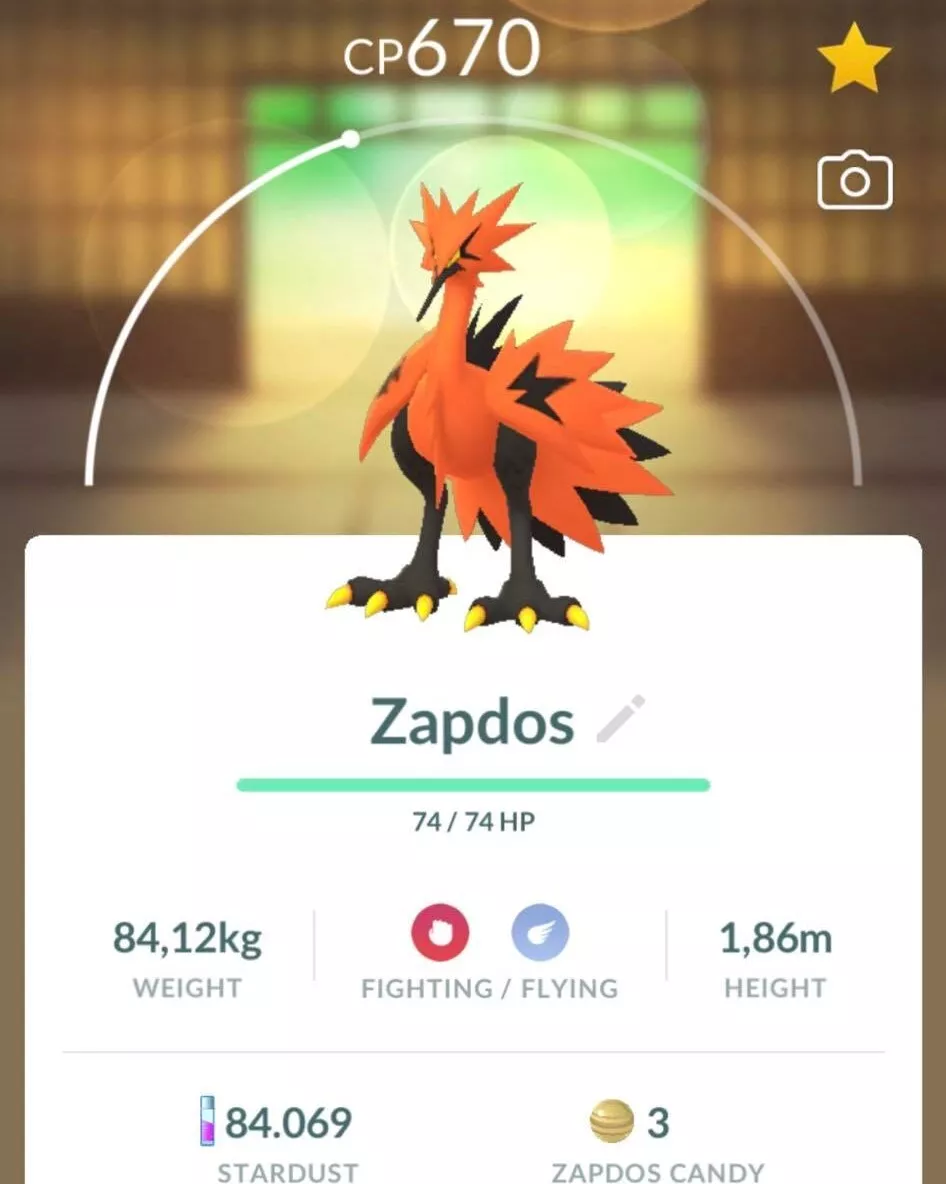 Galarian Zapdos CP and IV Chart