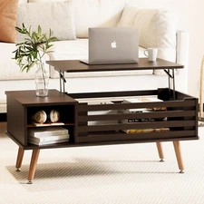 Lift Top Coffee Table with Storage, Mid Century Modern Coffee Table, Central Tab