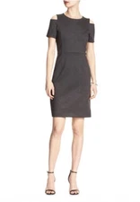 Banana Republic Gray Cold Shoulder Sheath MINI Dress Womens 6 officecore