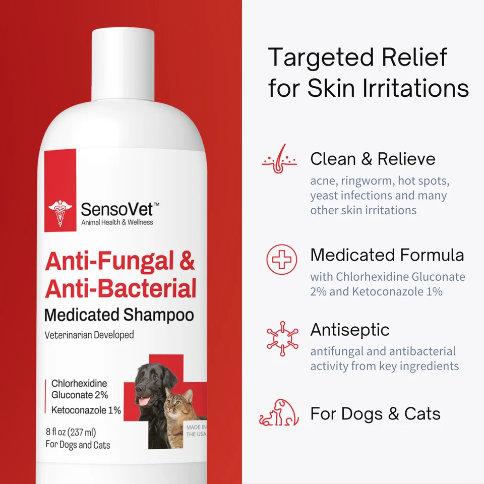 SensoVet Anti-Fungal & Anti-Bacterial Medicated Shampoo for Dogs & Cats 8 oz. - Image 2 of 4