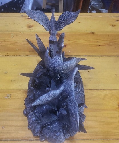 Scultura in metallo oche che volano dalla palude grande bellissima statuina decorazione casa! - Foto 3 di 5