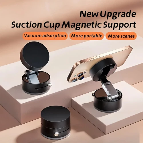 360 Vacuum Strong Magnetic Phone Holder Suction Cup Car Stand Foldable Car Mount - Picture 3 of 13